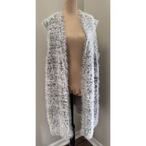 Ellos Eyelash Sweater Vest fuzzy Size: 1X black white